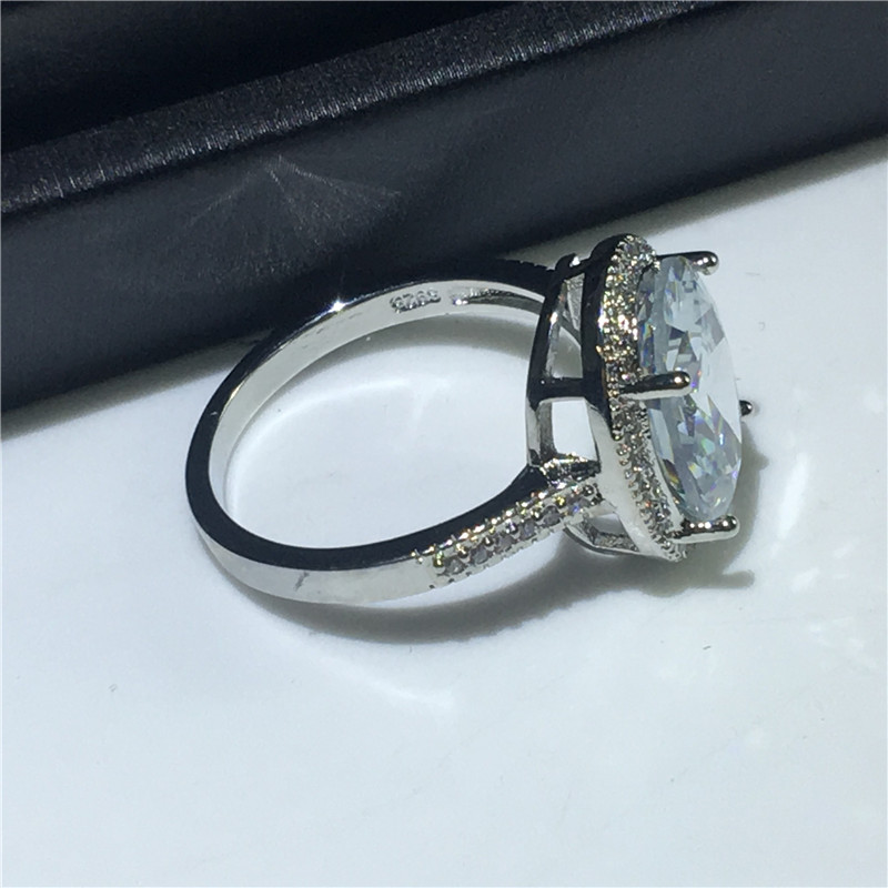 Vecalon Big Oval ring 925 Sterling Silver Diamond wedding band rings For women Bridal Vintage Party Finger Jewelry