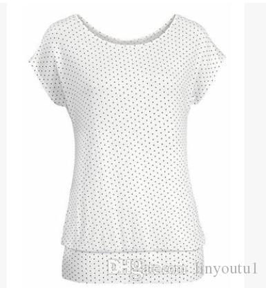 2020 Vintage Polka Dot Print Summer T Shirt For Women Short Sleeve Slim T-shirt Round Neck Casual Female Tops Tees New