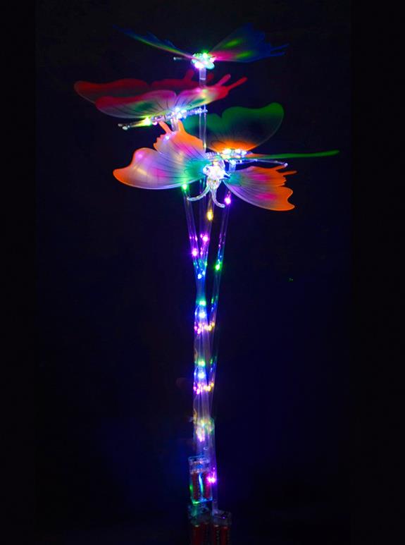 LED Changing Light Color Butterfly Stick Flashing Blinky Light Up Princess Wand Party Festival Night Decoration Birthday gift 65cm long