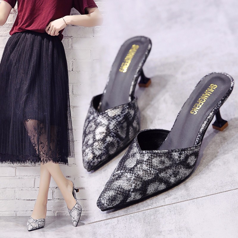 2020 New Snake Pattern Wedding Party Shoes for Women High Heels Sandals Thin Heels Slingback Pumps Women Shoes Summer Womne Shoe1