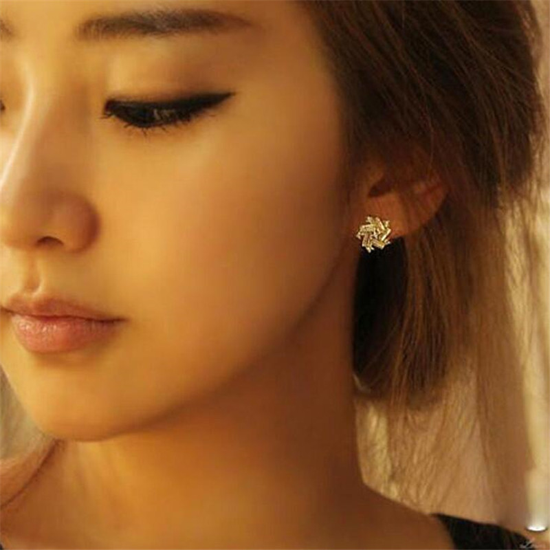 Sterg Sier Princess Cut Cubic Zirconia Stone Women's Stud Earrings