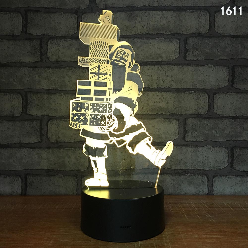 Bed Christmas Tree Snowmen Animal Cartoon Insect Music Character 3D Illusion LED Lamp Night Light Colorful USB Powered Mini Night Lights