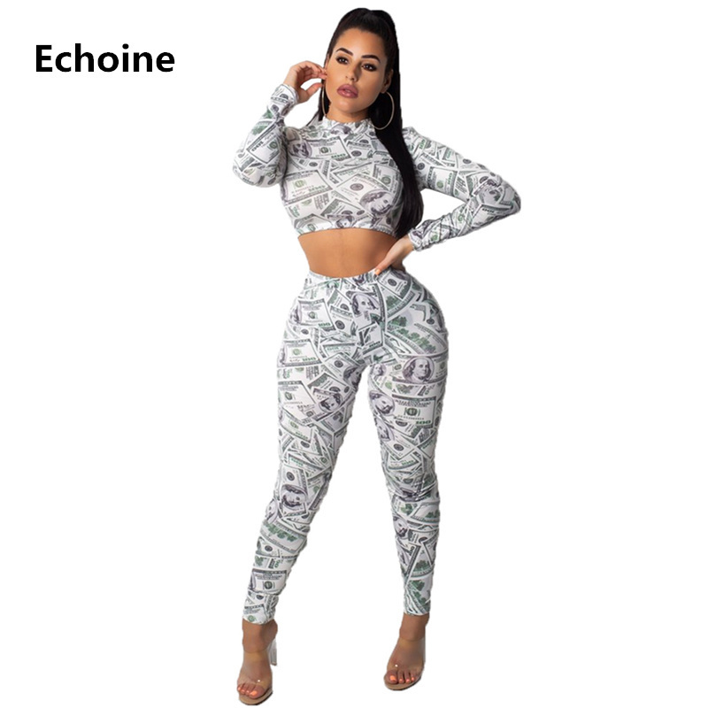 2 Pieces Set Club Women Dollar Bill Printing Slim Bodycon Crop Top Pants Set Women Sportwear Two Pieces Tracksuit Autumn C19041601, As shown
2 Pieces Set Club Women Dollar Bill Printing Slim Bodycon Crop Top Pants Set Women Sportwear Two Pieces Tracksuit Autumn C19041601, As shown