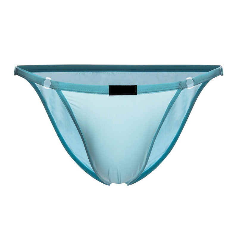 Men Ice Silk Underwear Briefs Sexy See Through Bikini Freely Adjustable Waist Transparent Briefs Shorts Pouch Erotic Lingerie