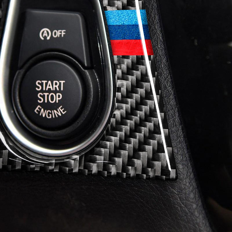 For BMW F30 F34 interior Carbon Fiber Car Start Stop Engine Button Cover Sticker M Strips Trim Car Styling 3 Series Accessories