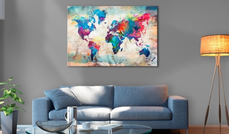 Unframed 1 Panel Large HD Printed Canvas Print Painting World Map Home Decoration Wall Pictures for Living Room Wall Art on Canvas