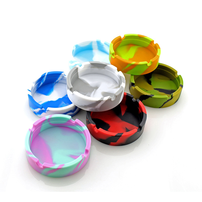 

Soft Round Silicone Ashtray Luminous Mini Ash Tray Unbreakable Portable Anti-scalding Cigarette Holder Multicolor Eco-Friendly Ashtray