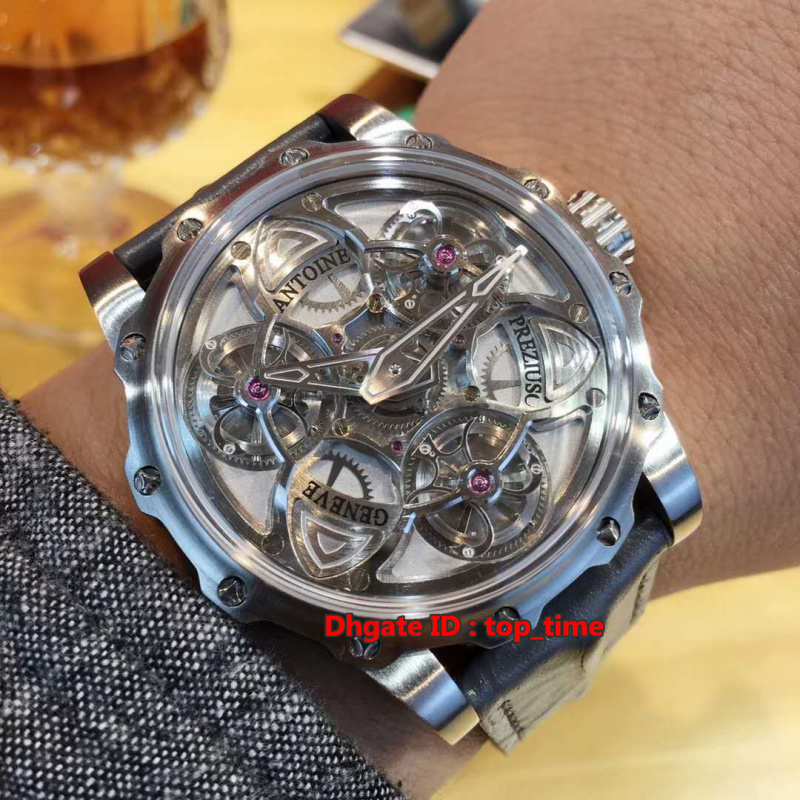 New Antoine Preziuso 45mm Tourbillon of Tourbillons Automatic mechanical Mens Watch 316L Steel Case Leather Strap Original box Gents Watches
New Antoine Preziuso 45mm Tourbillon of Tourbillons Automatic mechanical Mens Watch 316L Steel Case Leather Strap Original box Gents Watches