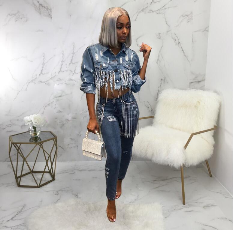 Size S-2XL Designer Demin Jackets for Women Tassel Sweatshirts Fashion Brand Jacket Spring Autumn Casual Asymmetric Length Streetwear, Blue
Size S-2XL Designer Demin Jackets for Women Tassel Sweatshirts Fashion Brand Jacket Spring Autumn Casual Asymmetric Length Streetwear, Blue