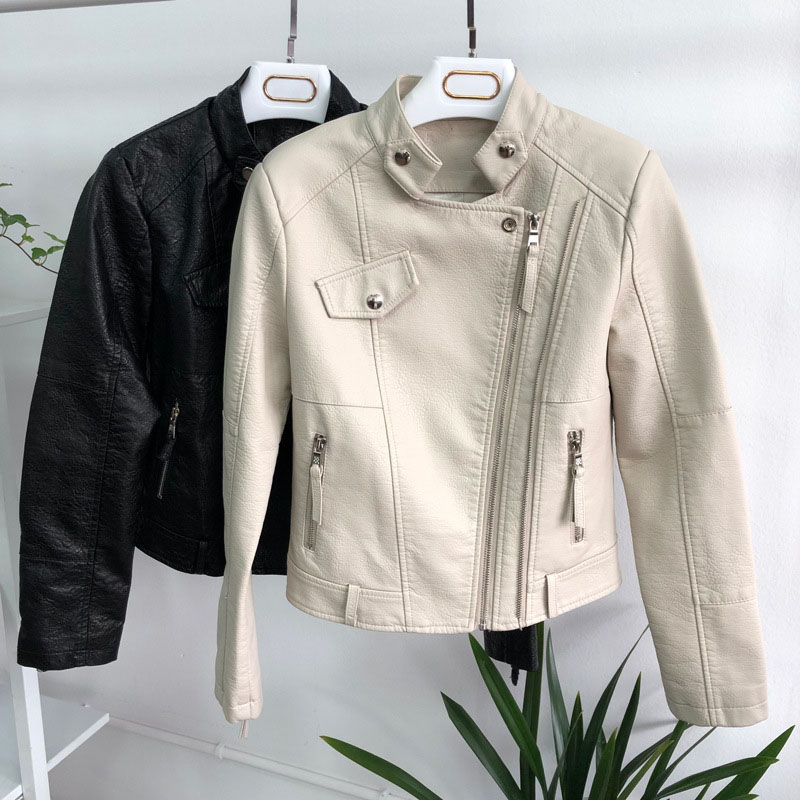 Women Spring Autumn Pu Leather Jacket Fashion Slim Soft Motorcycle Coats Biker Faux Leather Jacket Women Outwear, Beige
Women Spring Autumn Pu Leather Jacket Fashion Slim Soft Motorcycle Coats Biker Faux Leather Jacket Women Outwear, Beige