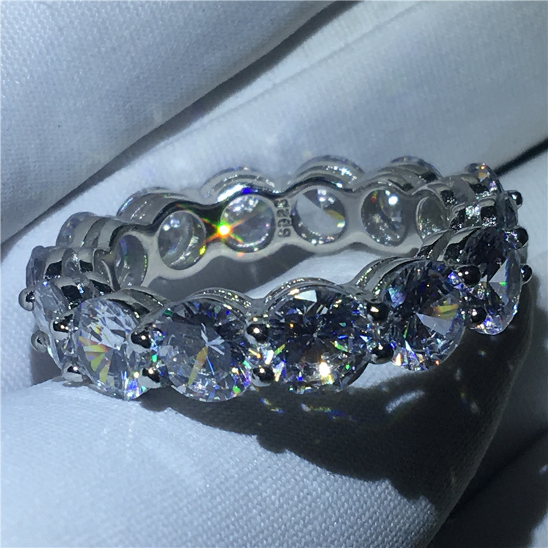 vecalon Teenis Promise Finger Ring 925 Sterling Silver 6mm Diamonds cz Engagement Wedding Band Rings set For Women men Jewelry