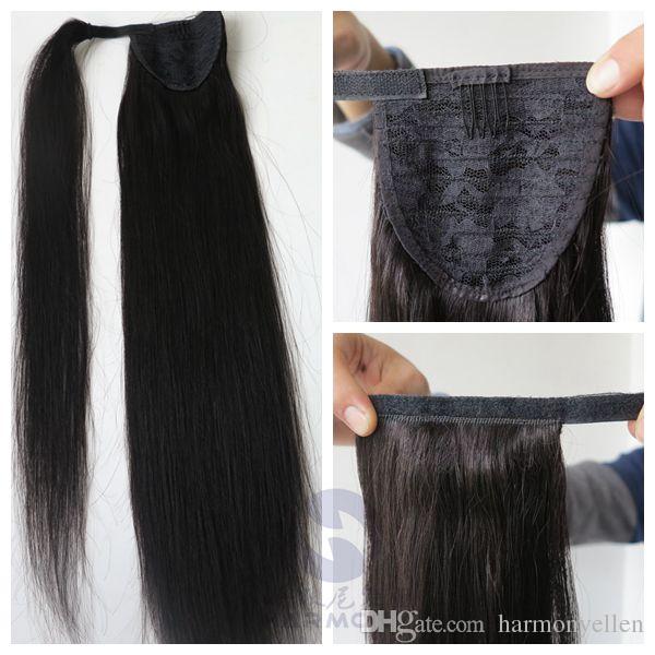 Long Ponytail Extension Hairpiece Straight Hair 18" Drawstring multi Colors for Black and White Woman brazilian Hair natural looking relaxed