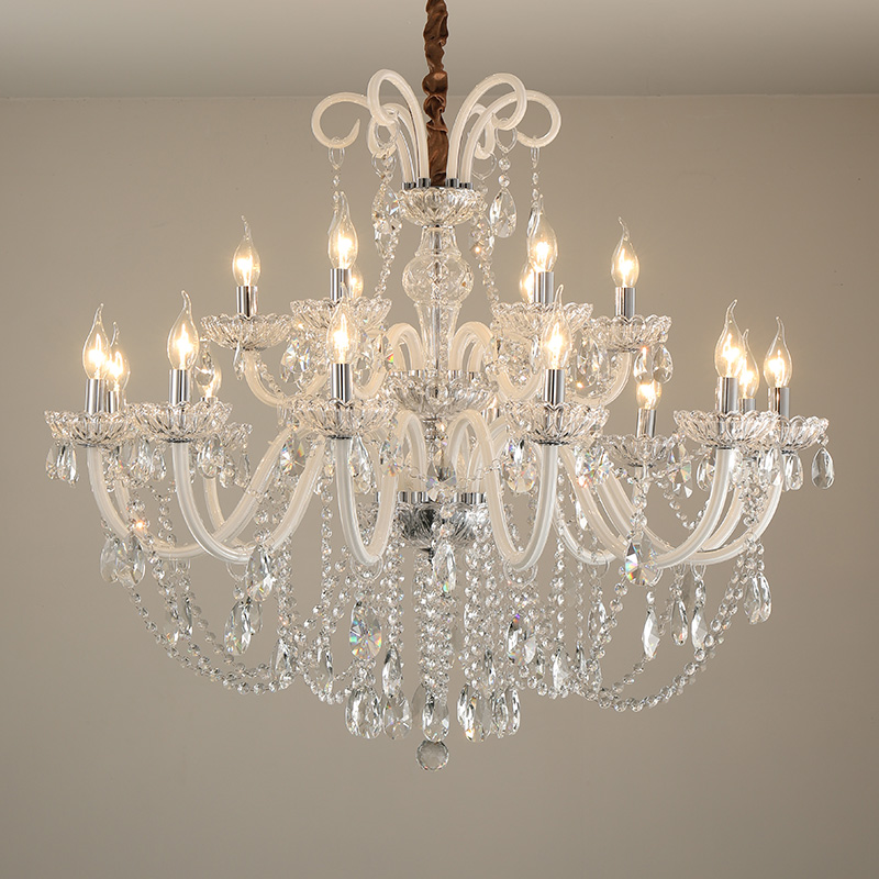 White Crystal Candle Chandeliers Ceiling Living Room Crystal Chandelier Lighting Restaurant led Hanging Light Clothing Store Decoration Pendant L