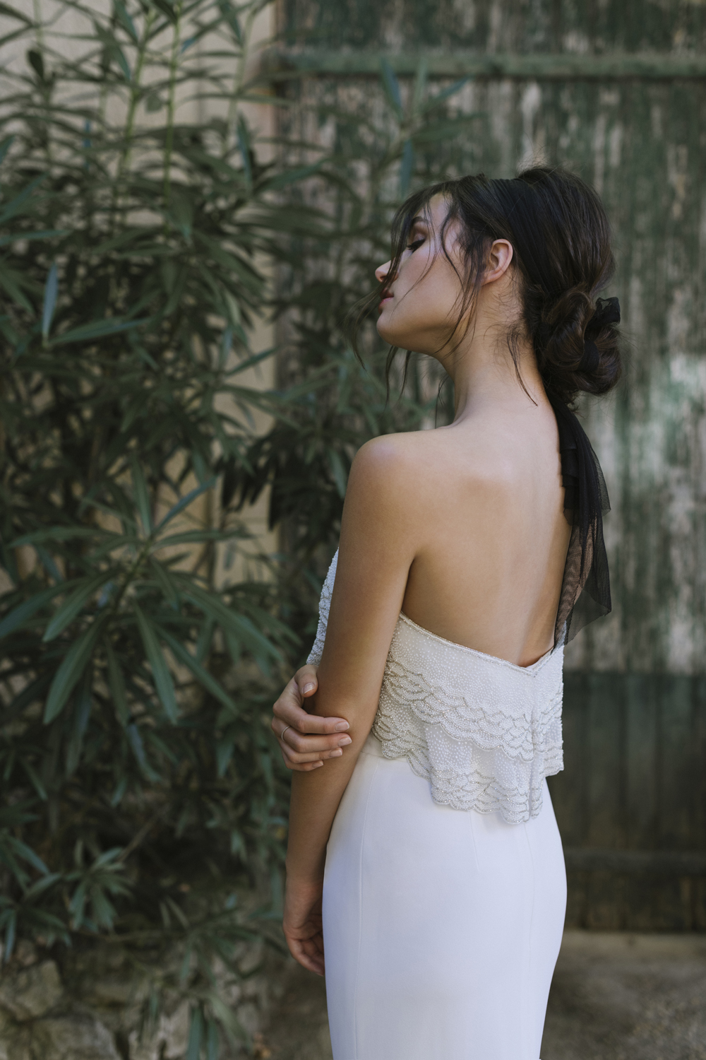 Pearls White Mermaid Wedding Dresses With Tulle Outfit Strapless Neck Beaded Bridal Gowns Sweep Train Trumpet Robe De Marie