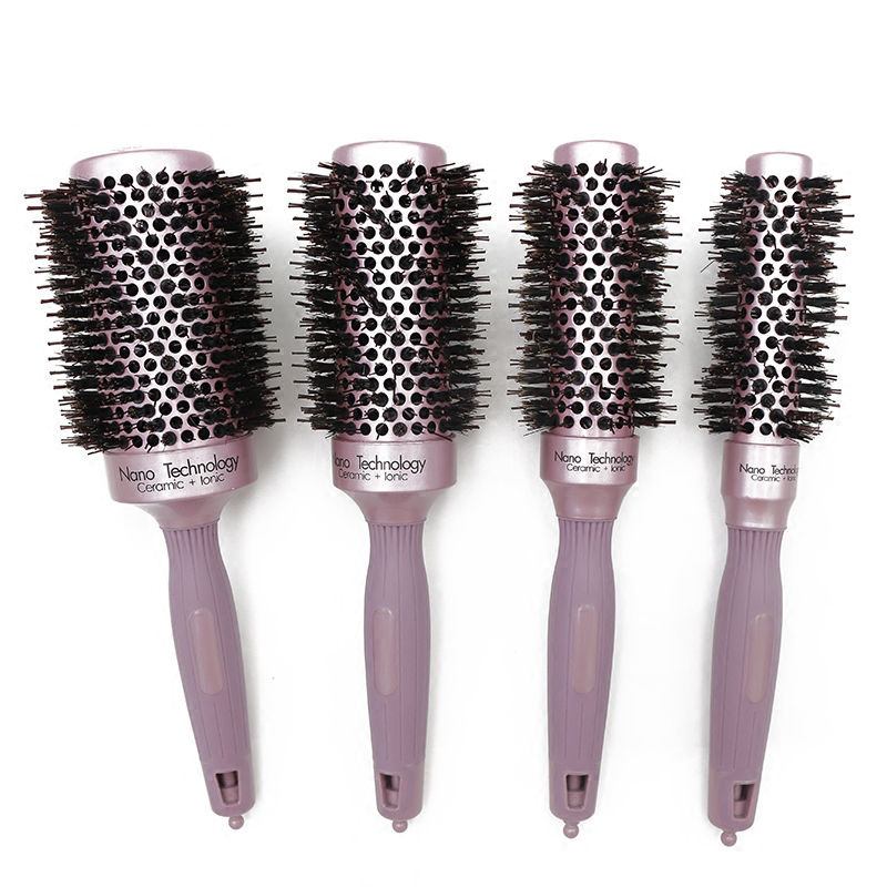 Twill Nylon Broach Aluminium Tube Comb Ceramic Bristle Porcelain Hairbrush Antiskip Handle with Sunarea Needle Hairdresser U1026
