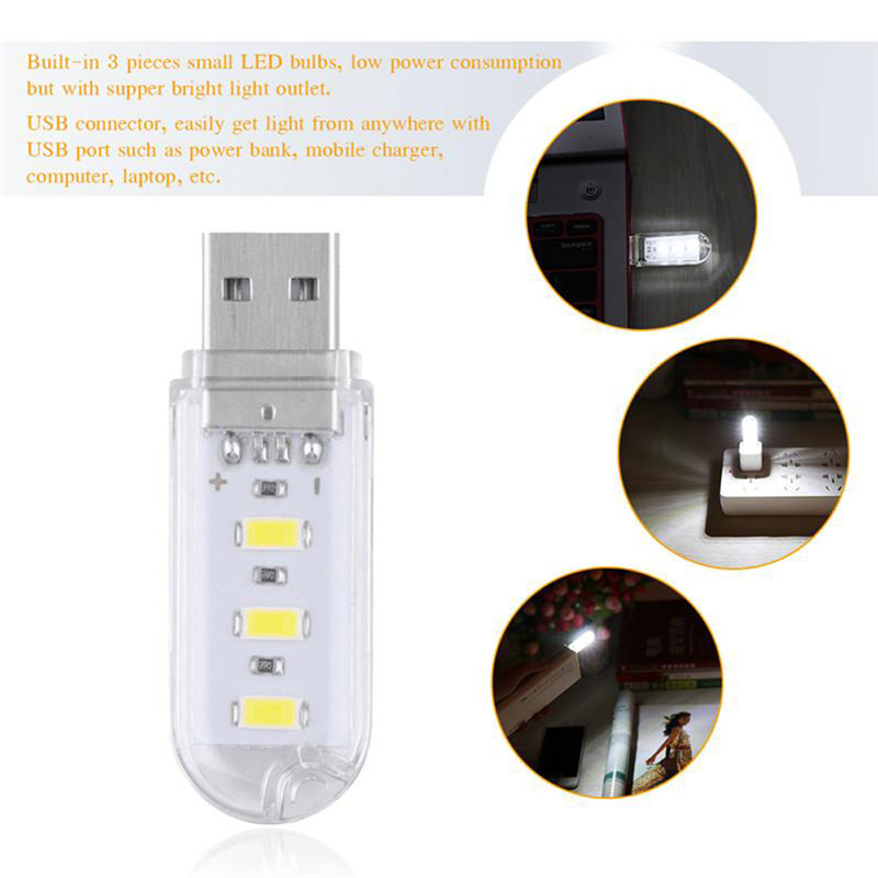 LED Night Light Mini portable USB Reading Lamp 3leds 8leds Book Lamp for Reading Notebook Power Bank Computer Laptop