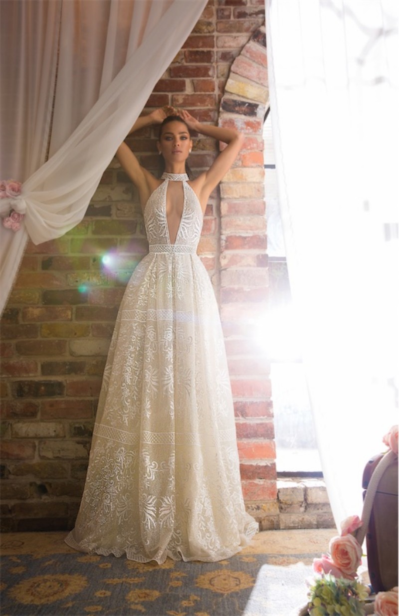 2019 Elihav Sasson A Line Wedding Dresses Vintage Boho Bohemian Beach Bridal Gowns High Neck Lace Appliqued Wedding Dress robe de mariée