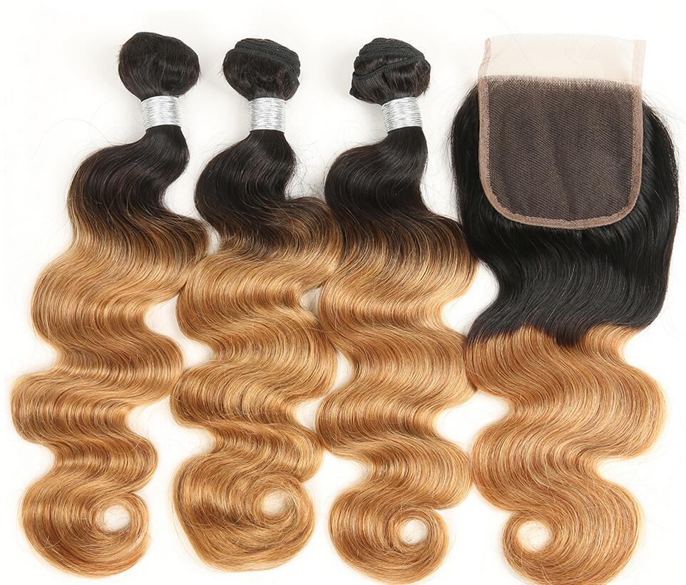 Brazilian Ombre Hair Body Wave Straight Remy Hair Weaves 1B/27 1B/30 1B/99J 1B/Red 1B/613 1B/GREY Double Wefts