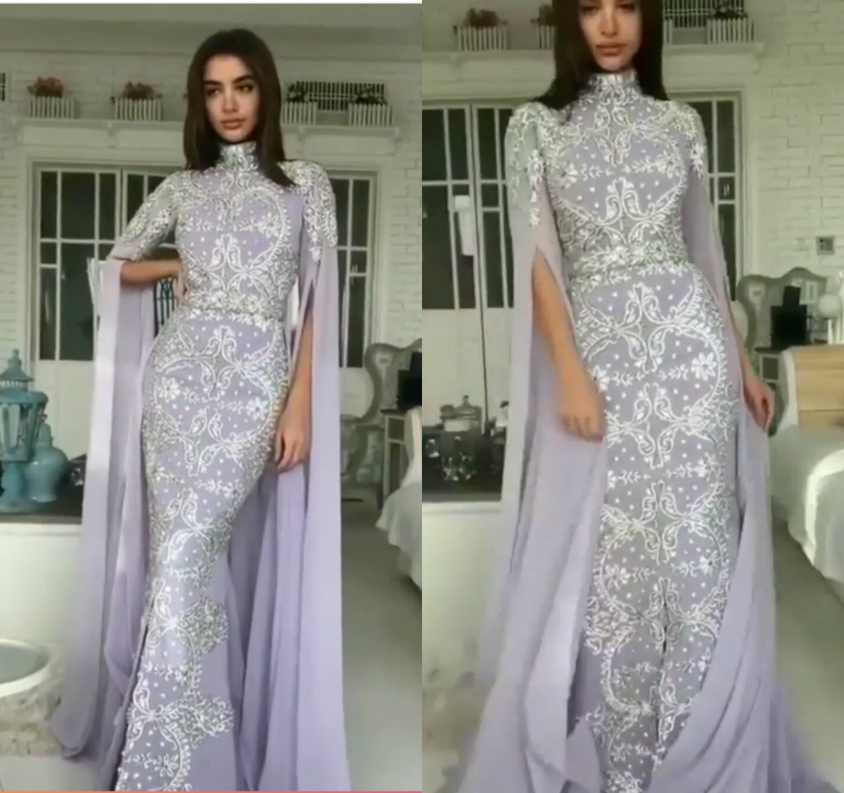 Lavender Mermaid Prom Dresses New High Neck Long Sleeve Lace Appliqued Modest Evening Gowns Special Occasion Dress Robes Party Dress, Same as picture
Lavender Mermaid Prom Dresses New High Neck Long Sleeve Lace Appliqued Modest Evening Gowns Special Occasion Dress Robes Party Dress, Same as picture
