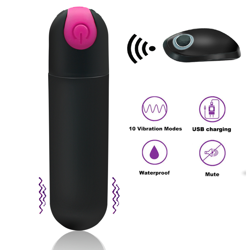 Adult Sex Product Remote Control Strong vibrator, 10 Speed Vibrating Mini Bullet Shape Waterproof Vibrator G-spot Massager S18101905