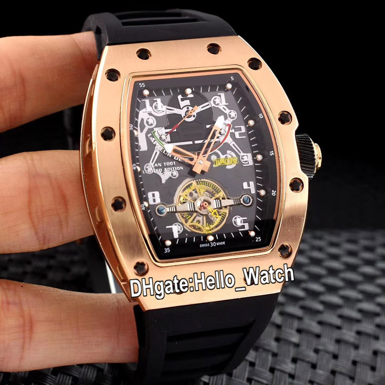 New RM036 Rose Gold Case Skeleton Dial Tourbillon Automatic Mens Watch 036 Black Rubber Strap Sport Watches High Quality Hello_Watch, Extra strap
New RM036 Rose Gold Case Skeleton Dial Tourbillon Automatic Mens Watch 036 Black Rubber Strap Sport Watches High Quality Hello_Watch, Extra strap