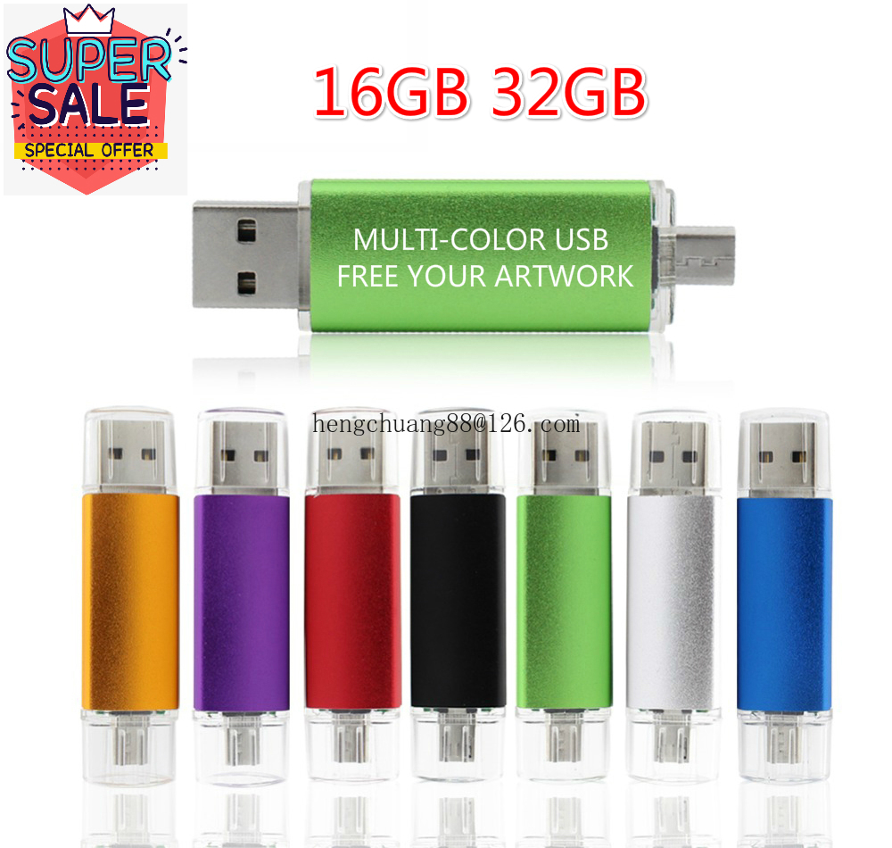Multi-color USB 2.0 OTG Pen Drive 32g High Speed USB Flash Drive 32GB 16GB External Storage Memory Stick Micro USB Stick Pendrive