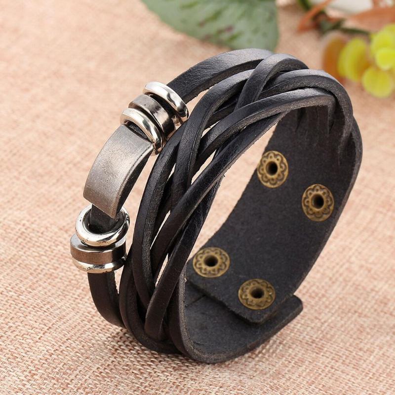 Charm Bracelets Leather Bracelet Men's Woven Multi-layer Handmade Jewelry For Men