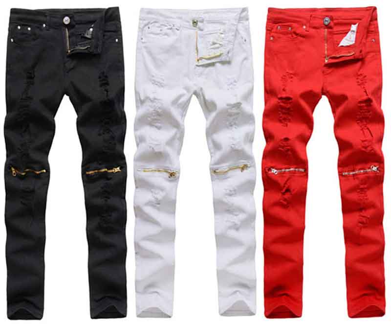 Mens Skinny jeans Night Club Slim denim Causual Knee Hole hiphop pants Washed high quality, White 
Mens Skinny jeans Night Club Slim denim Causual Knee Hole hiphop pants Washed high quality, White