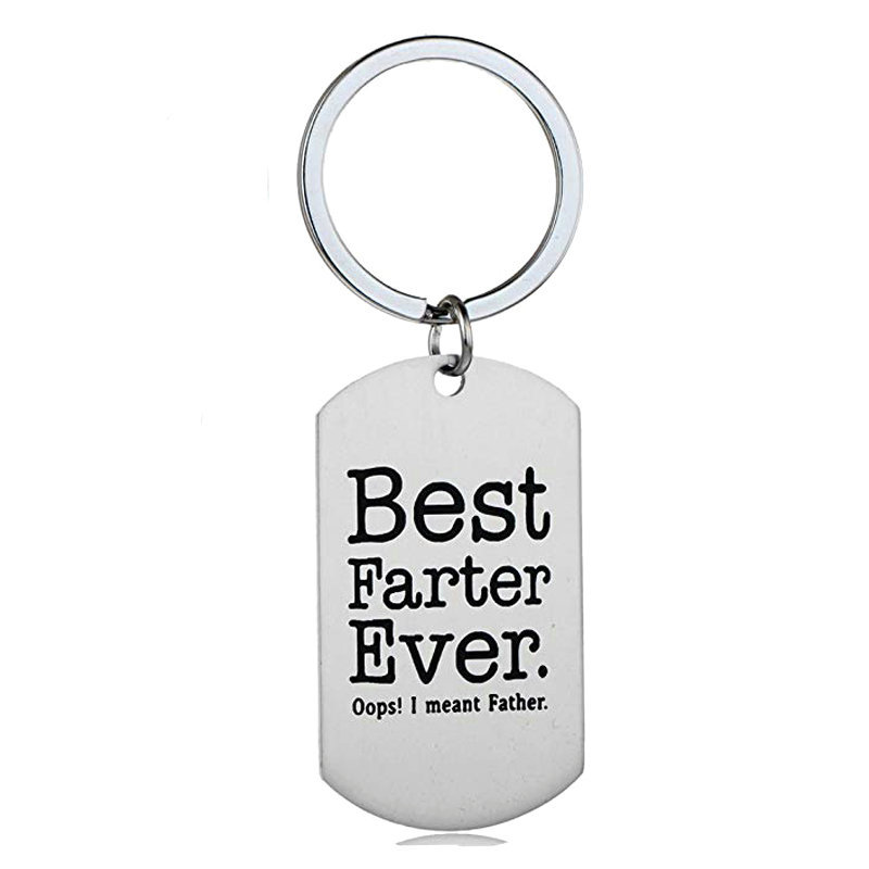 12pcs/Lot Best Farter Ever Oops I Mean Father Dad Mother Keychain Stainless Steel Keyring Heart Family Jewelry Daddy Key Chain Fathers Gifts