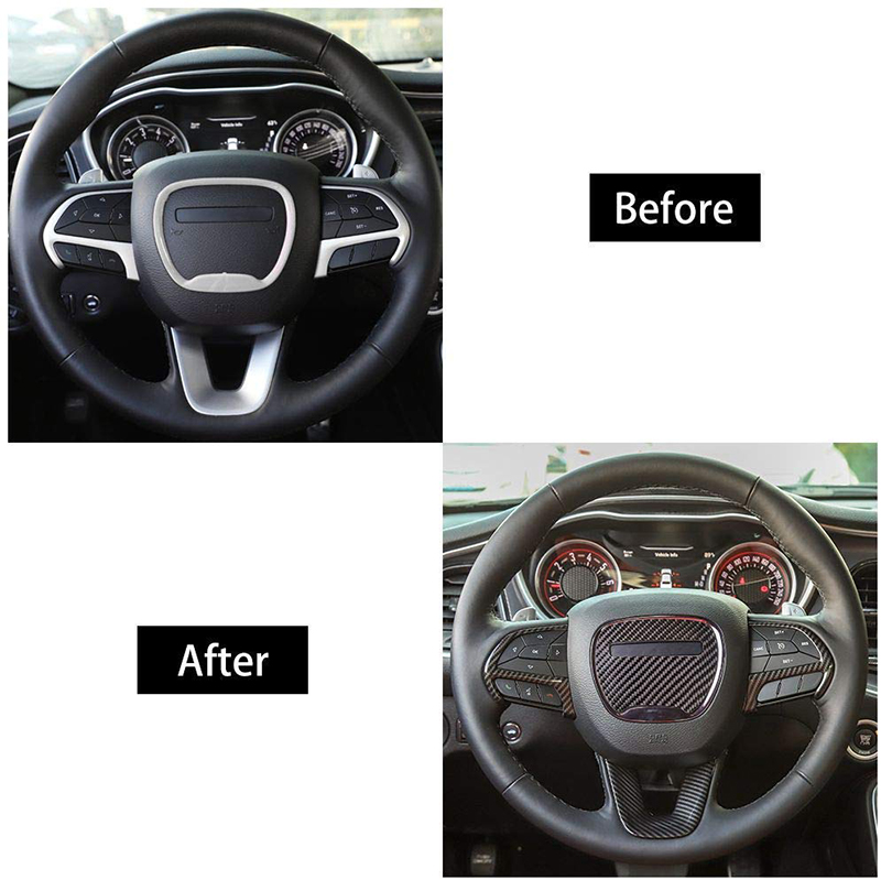 ABS Car Carbon fiber Steering Wheel Cover Accessories Trim for Dodge Challenger 2015-2025 UP Factory Outlet Car Interior Accessories