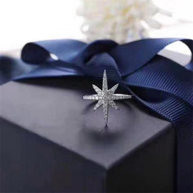 Victoria Ins Luxury Jewelry 925 Sterling Silver Pave White Sapphire CZ Diamond Eternity Ring Gemstones Party Women Wedding Star Ring Gift