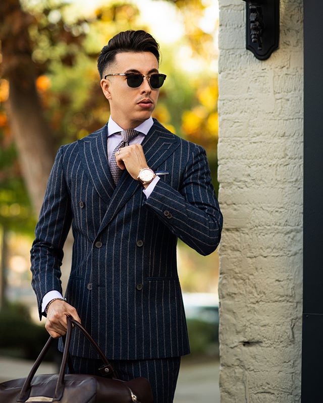 Pinstripe Two Pieces Groom Suit Mens Suit New Fashion Wedding Suits For Best High Quality Costumes De Mariage Pour Hommes