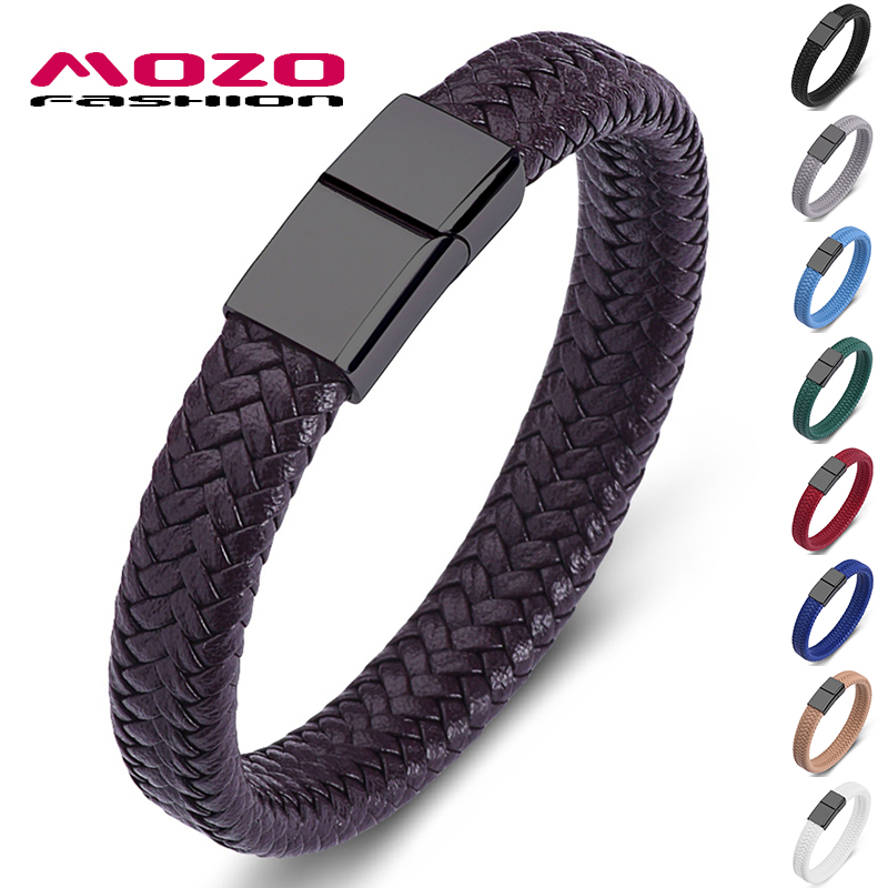 Fashion Punk Male Jewelry Brown Braided Leather Bracelet Black Stainless Steel Magnetic Clasp Women Bangles
Fashion Punk Male Jewelry Brown Braided Leather Bracelet Black Stainless Steel Magnetic Clasp Women Bangles