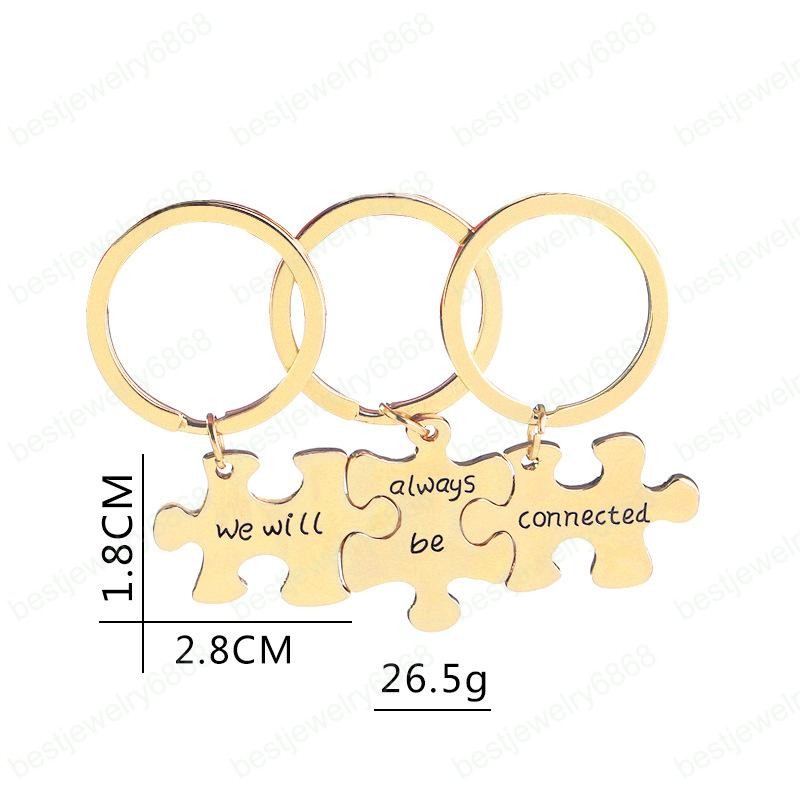 3pc/set Letters Keychain we will always be connected Key Rings Best friend Key Chain Alloy Car Key Rings Friend Gift