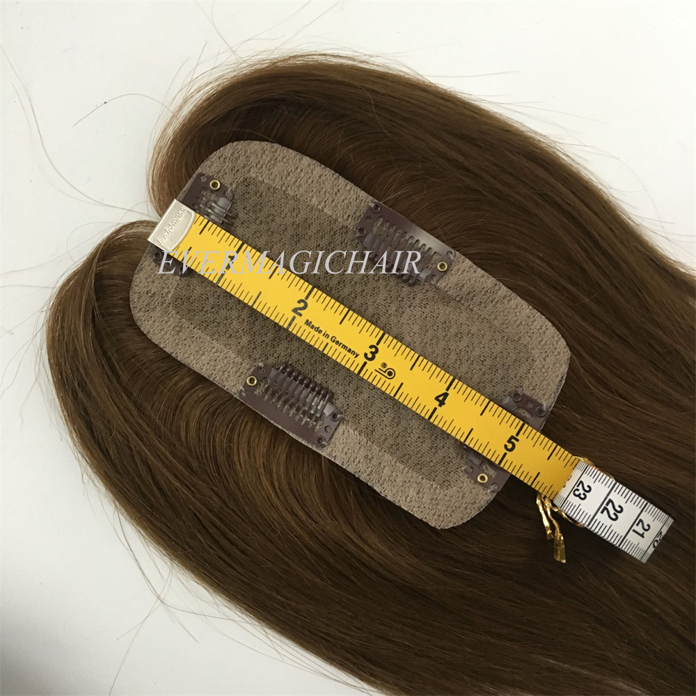 Toupee Hairpiece For Women Brazilian Virgin Hair Straight Human Hair 2.5x5inch Silk Base Clip In Human Hair Extension Brown Color