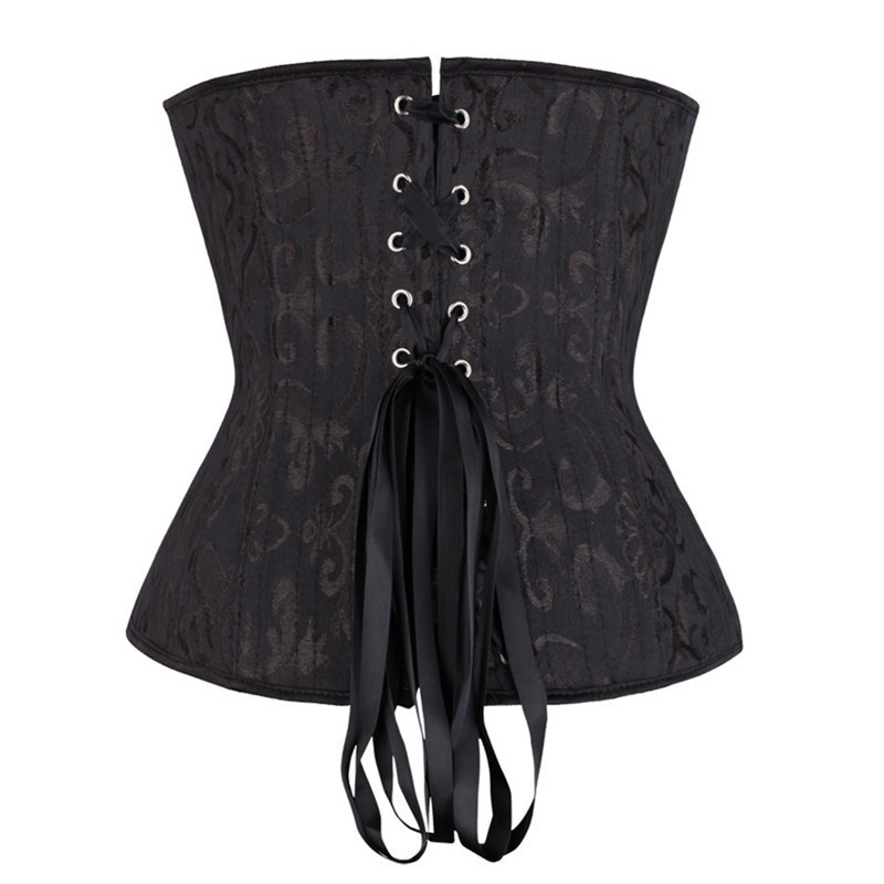 Women Corsets Jacquard/Satin Plus Size XXS-6XL 26pcs Spiral Steel Boned Lace up Underbust Corset Shaper Fashion Slimming Corselete Waist Cincher