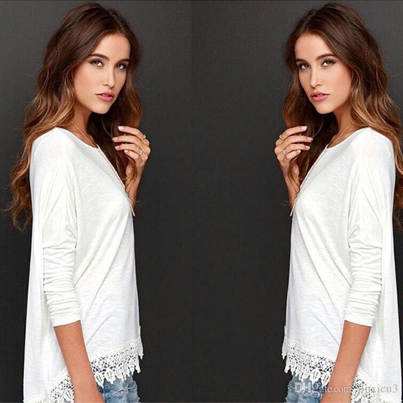 Summer women's new long-sleeved solid color lace T-shirt women's loose simple casual large size cotton bottoming shirt C3, White
Summer women's new long-sleeved solid color lace T-shirt women's loose simple casual large size cotton bottoming shirt C3, White