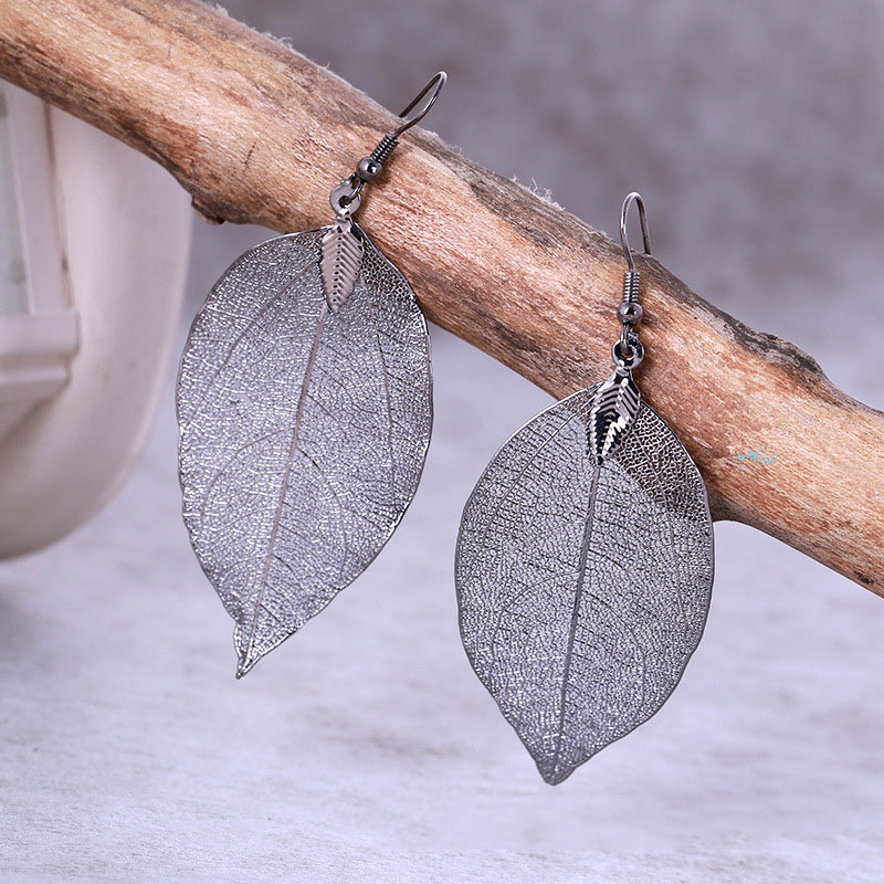 Bohemian Dangle Long Earrings Unique Natural Real Leaf Big Earrings For Women Jewelry Gift oorbellen pendientes mujer mod