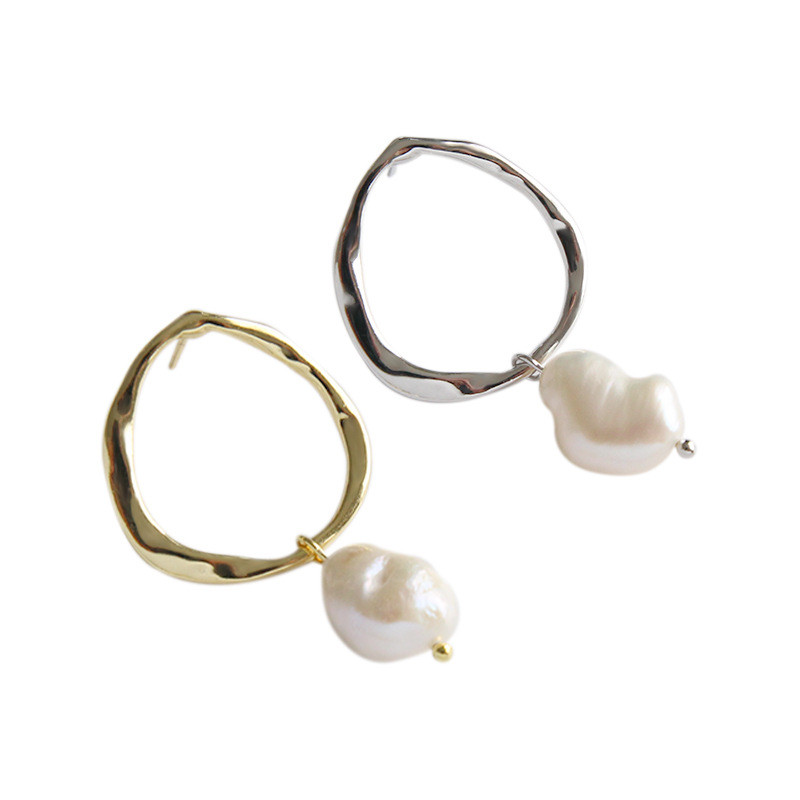 925 Sterling Silver Irregular Geometric Baroque Freshwater Pearl Dangle Earrings Female Natural Pearl Drop Earrings Wedding Gifts