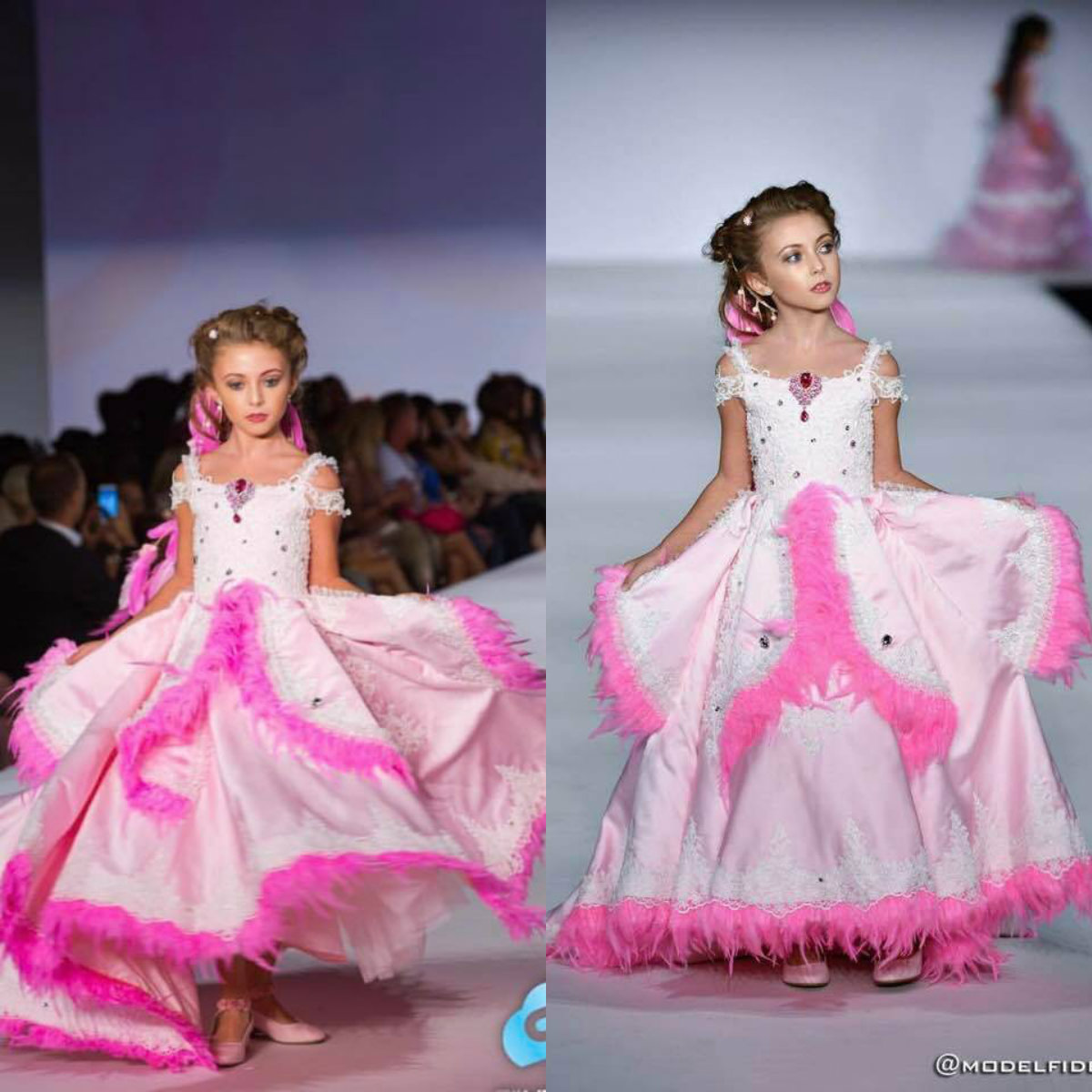 Feather Little Girls Pageant Dresses Square Neck Lace Appliqued Crystal Flower Girls Dress Modest A Line Kids Wedding Gowns