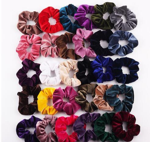 50Colors Solid Girls Velvet Elastic Hair Scrunchie Scrunchy Head Band Ponytail Hairbands Girls Hair Rope Hair Accessories GB1682