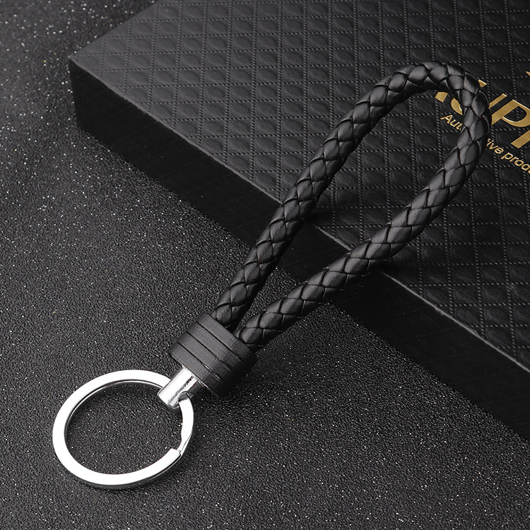 Leather rope Mercedes pendant keychain 2019 color woven leather keychain double key ring handbag holder (not suitable for wrist use, no Stre