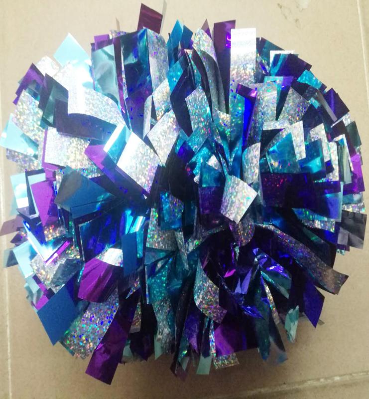 New 1 Piece Cheerleader Pom poms 6" Handle Blue Holographic mix with Metallic purple and metallic sky blue
New 1 Piece Cheerleader Pom poms 6" Handle Blue Holographic mix with Metallic purple and metallic sky blue