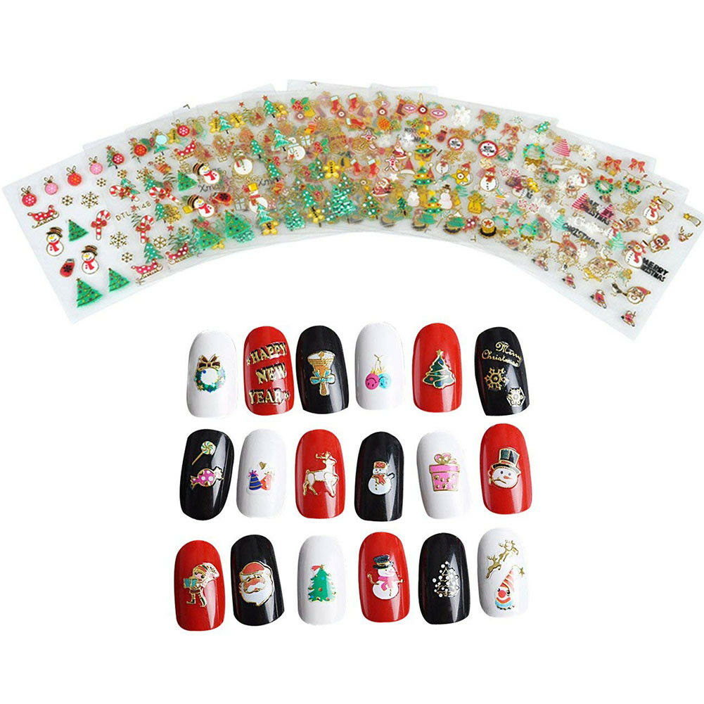 12pcs Christmas Nail Sticker Decal 3D Nail Art template design self sticky #765, Multi
12pcs Christmas Nail Sticker Decal 3D Nail Art template design self sticky #765, Multi