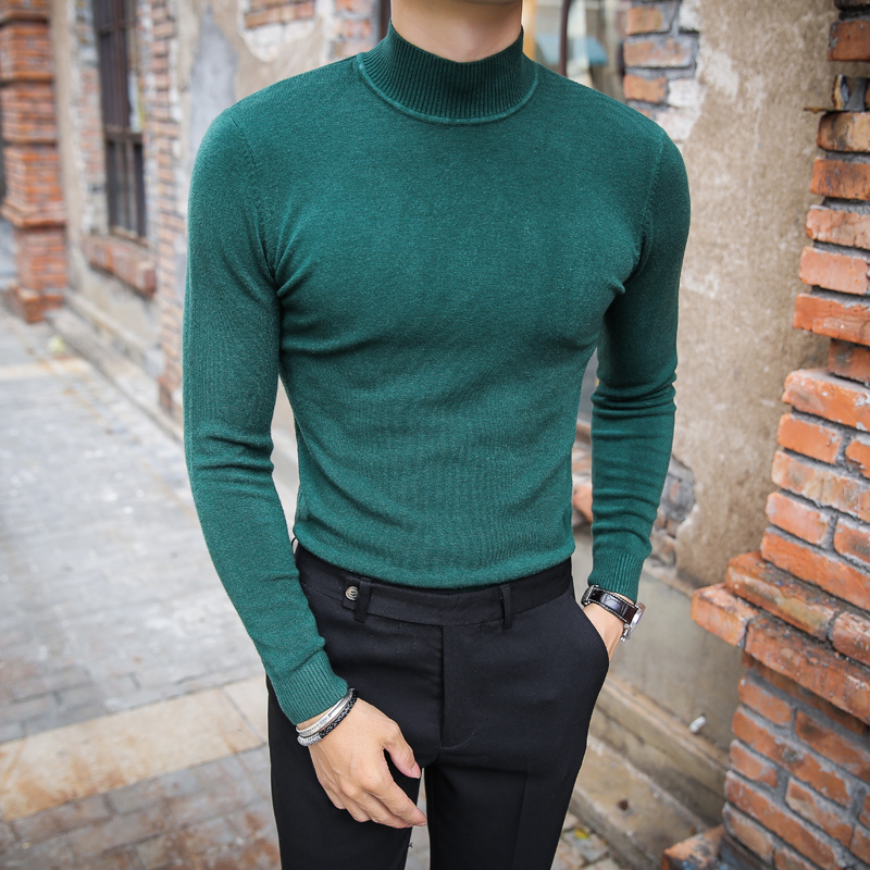 Fashion-2019 High-grade cashmere Winter Thick Warm Sweater Men Turtleneck Mens Sweaters Slim Fit Pullover Men Knitwear Double collar
