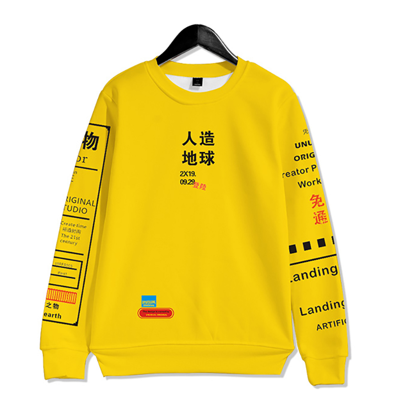 Chinese Characters Artificial Earth 3D hoodie Sweatshirt Harajuku Tracksuit Outerwear Graphic Graffiti Kanji Sweatshirts 2020