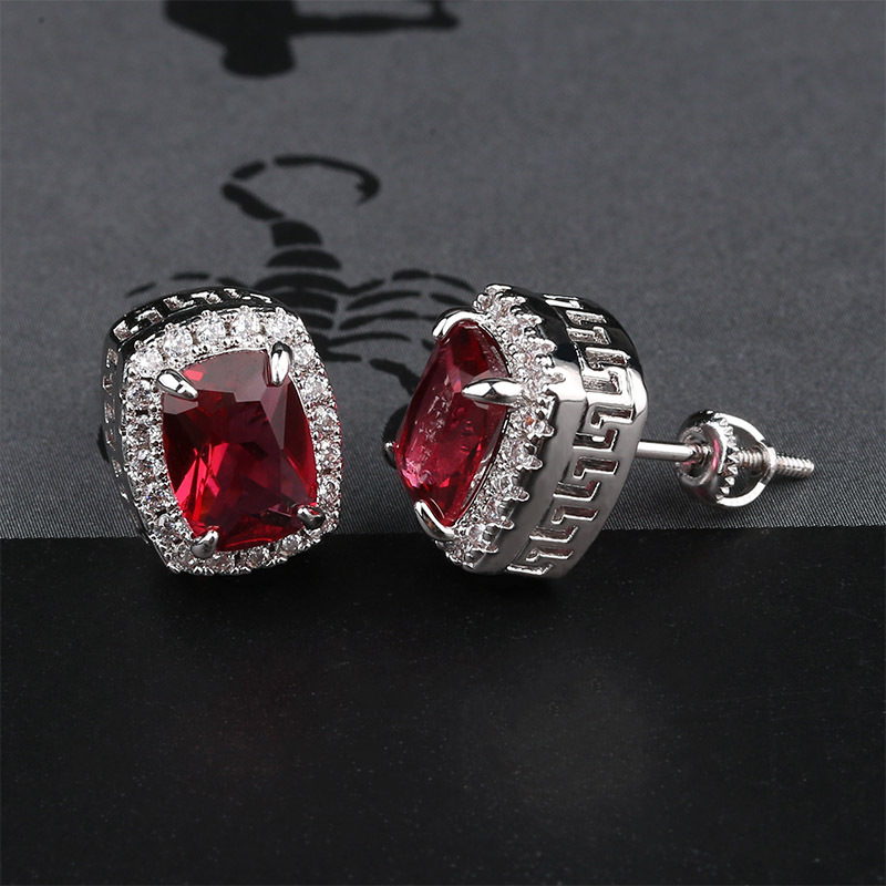 Earrings Stud Jewelry Street Fashion Multicolor Bling Zircon Earrings New Style Royal Personality Hip Hop Earrings For Men Women