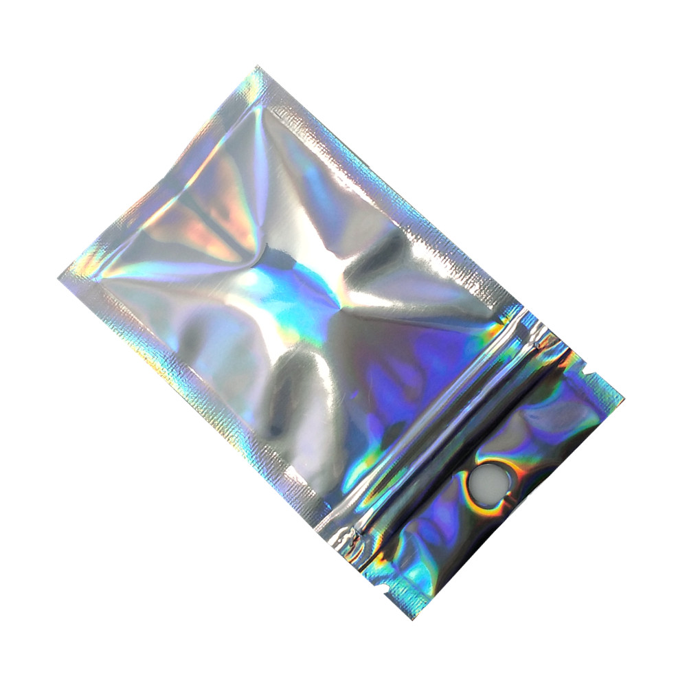 100Pcslot Clear Holographic Aluminum Foil Ziplock Package Bag Snack Seal Seal Plastic Mylar Pouch for Party Gifts Craft Packing8185625
