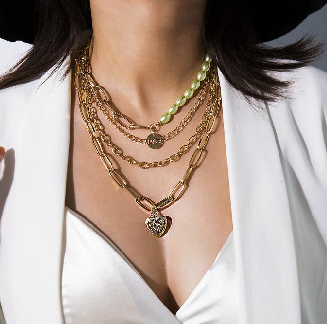 Fashion- Multi Layered Pearl Choker Necklace Collar Statement Virgin Mary Coin Crystal Pendant Necklace Women Jewelry