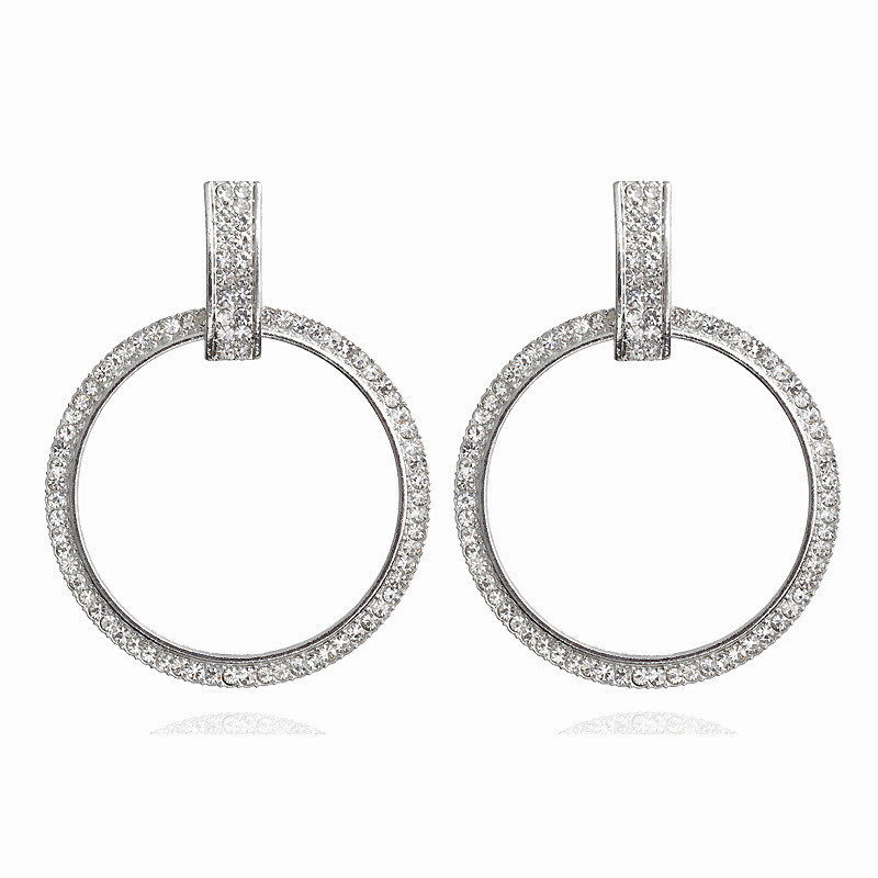 Fashion Wedding Earrings For Women Silver Gold Color Big Circle Earring Female CZ Zircon Crystal Geometric Round Dangle Earring LX
Fashion Wedding Earrings For Women Silver Gold Color Big Circle Earring Female CZ Zircon Crystal Geometric Round Dangle Earring LX